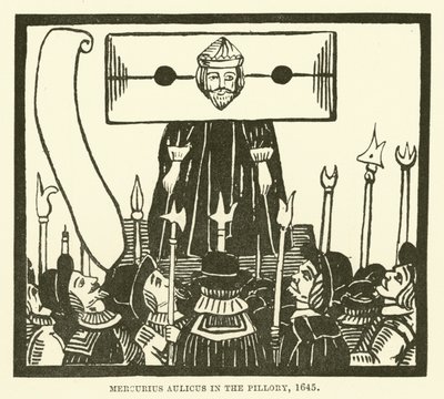Mercury in the pillory, 1645 av English School