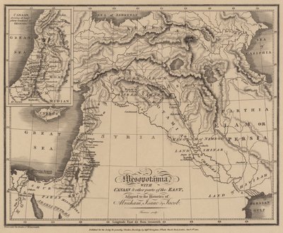 Mesopotamia med Kanaan og andre deler av Østen, tilpasset historiene til Abraham, Isak og Jakob (gravering) av English School
