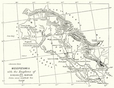 Mesopotamia med kongedømmene Nineve og Babylon (gravering) av English School