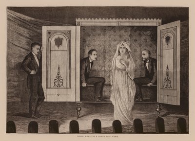 Messrs, Maskelyne und Cookes Dunkle Séance (Gravur) von English School