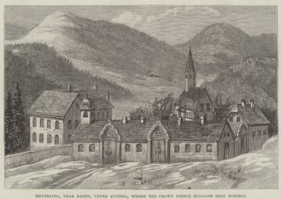 Meyerling, nær Baden, Øvre Østerrike, hvor kronprins Rudolph skjøt seg selv (gravering) av English School