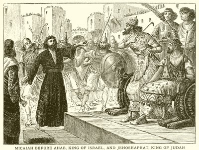 Mika foran Akab, Israels konge, og Josafat, Judas konge av English School
