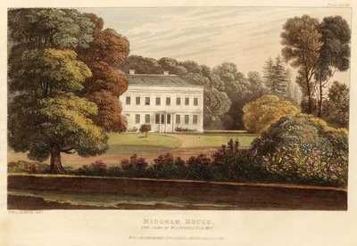 Midgham House, setet til WS Poyntz, Esq., MP, pub. 1826 (farget gravering) av English School