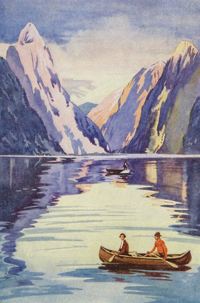 Milford Sound, New Zealand (fargelitografi) av English School