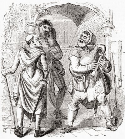 Miller, Manciple og Reeve, fra Old England: A Pictorial Museum, utgitt 1847 av English School