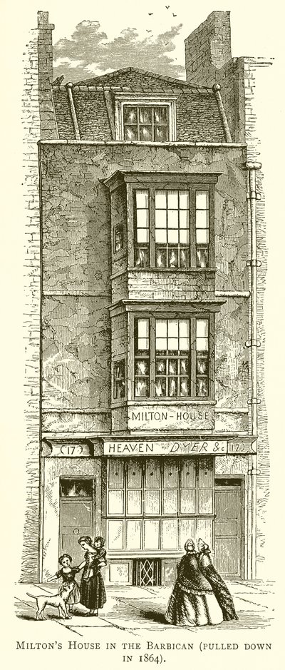 Miltons House in the Barbican (revet ned i 1864) av English School