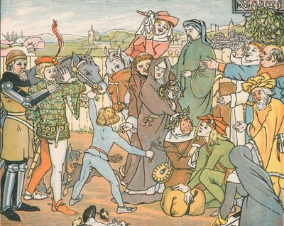 Gruvevert som samler pilegrimene fra Canterbury av English School