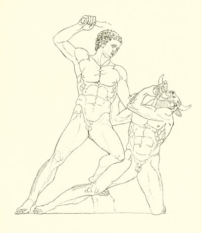Minotaur drept av Theseus, vennen til Hercules av English School