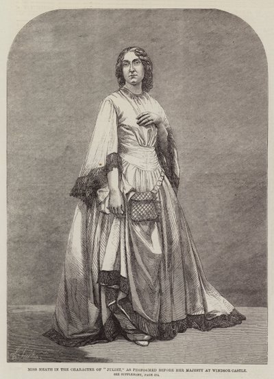 Miss Heath i karakteren til "Juliet", som fremført før Hennes Majestet på Windsor Castle (gravering) av English School