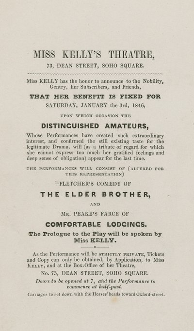 Miss Kellys Theatre, 73 Dean Street, Soho Square, London av English School