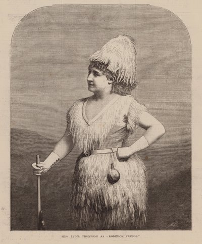 Frøken Lydia Thompson som «Robinson Crusoe» (gravering) av English School