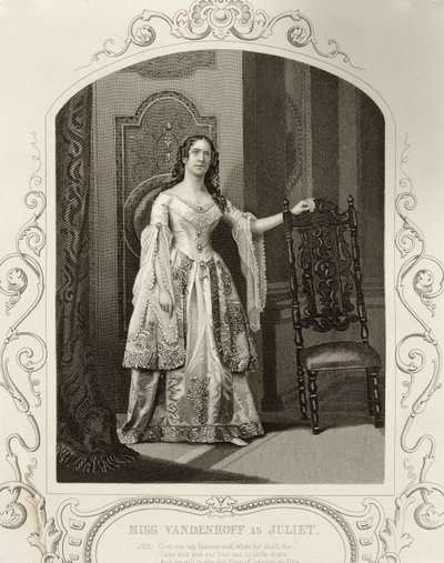 Frøken Vandenhoff som Juliet, akt III Scene 1 av Romeo og Julie, fra en daguerreotypi, pub. av John Tallis & Co. av English School