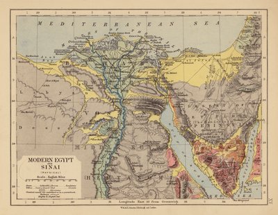 Moderne Egypt og Sinai (fargelitografi) av English School