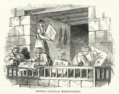 Moderne egyptiske broderere (gravering) av English School