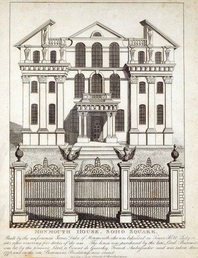 Monmouth House, Soho Square, utgitt av N. Smith, Gt Mays Buildings, 11. januar 1791 av English School