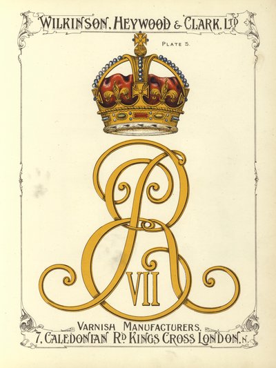 Monogram av kong Edward VII (chromolitho) av English School