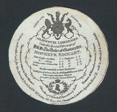 Monsieur Edouart, Silhouette Likenesses, trade card av English School