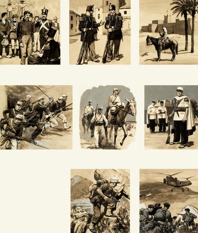 Montasje av bilder relatert til fremmedlegionen av English School