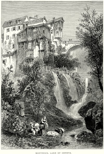 Montreux, Genfersjøen (gravering) av English School