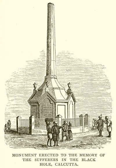 Monument reist til minne om de lidende i det svarte hullet, Calcutta av English School