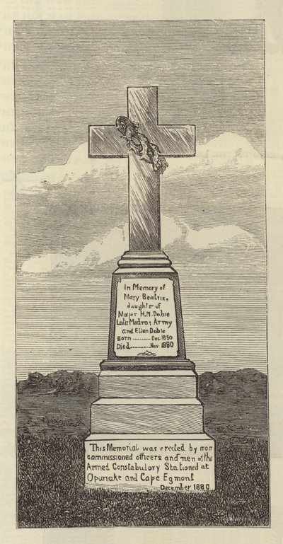 Monument ved Upunka, New Zealand (gravering) av English School