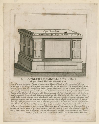 Monument i kirkegården til St Botolphs Bishopsgate av English School