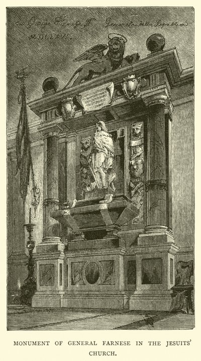 Monument over general Farnese i jesuittkirken av English School