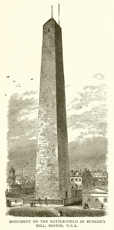 Monument på Battle-Field of Bunkers Hill, Boston, U.S.A. av English School