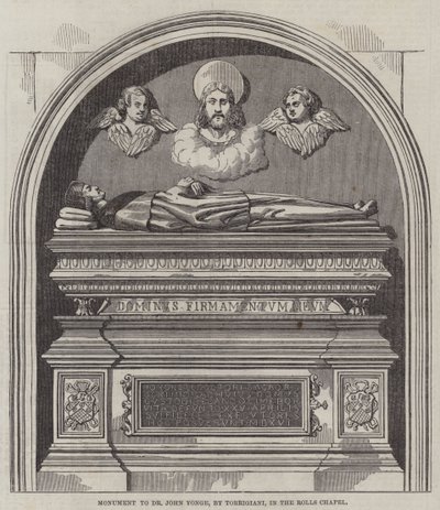 Monument til Dr John Yonge, av Torrigiani, i Rolls Chapel (gravering) av English School