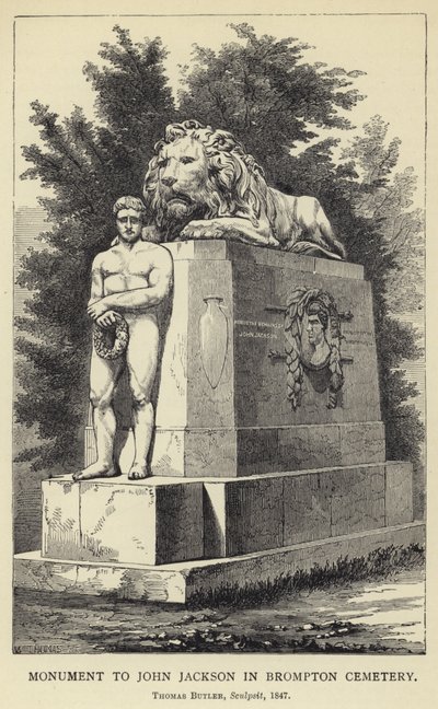 Monument til John Jackson på Brompton Cemetery, Thomas Butler, Sculpsit, 1847 av English School