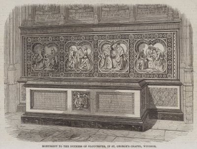 Monument til hertuginnen av Gloucester, i St George's Chapel, Windsor (gravering) av English School