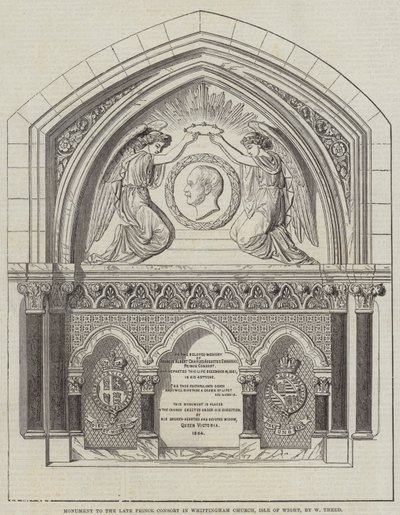 Monument til avdøde Prince Consort i Whippingham Church, Isle of Wight, av W Theed (gravering) av English School