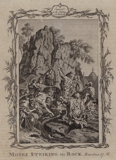 Moses slår på klippen (gravering) av English School