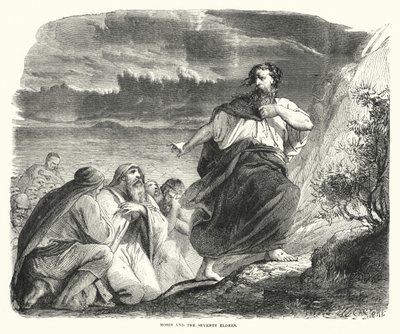 Mose und die siebzig Ältesten (Gravur) von English School
