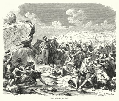 Moses slår klippen (gravering) av English School