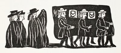 Mother Bunches Funeral, illustrasjon fra Chapter-books of the Eighteenth Century av John Ashton, pub. 1882 av English School