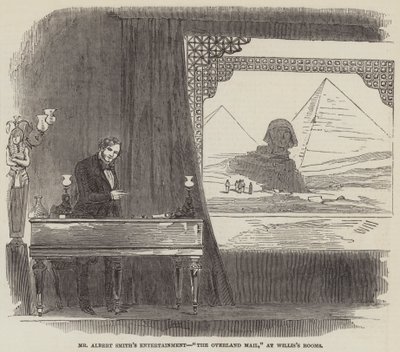 Mr Albert Smiths underholdning, "The Overland Mail," på Willis's Rooms (gravering) av English School