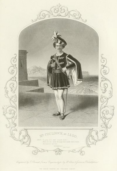 Mr Couldock som Iago, Othello, Act II, Scene I av English School