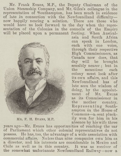 Mr F H Evans, MP (gravering) av English School