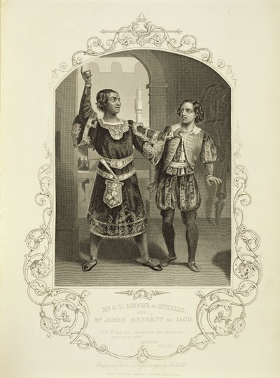 Mr GV Brooke som Othello og James Bennett som Iago, Act III Scene 3, i Othello av William Shakespeare (1564-1616) av English School