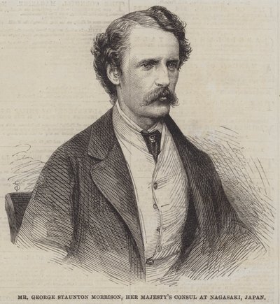 Mr George Staunton Morrison, Hennes Majestets konsul i Nagasaki, Japan (gravering) av English School
