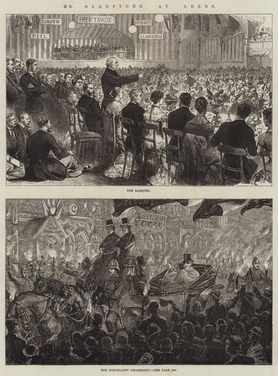 Mr Gladstone i Leeds (gravering) av English School