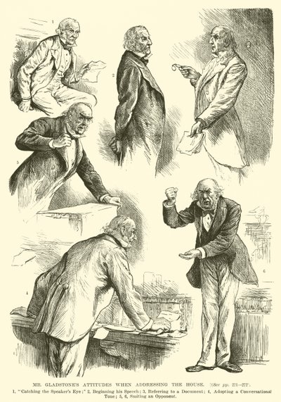 Mr Gladstones holdninger når han henvendte seg til huset (gravering) av English School