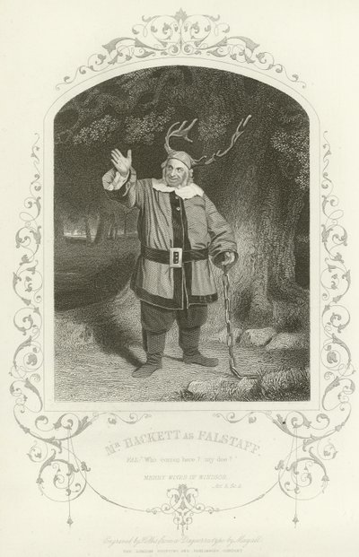 Mr Hackett som Falstaff, The Merry Wives of Windsor, Act V, scene v av English School