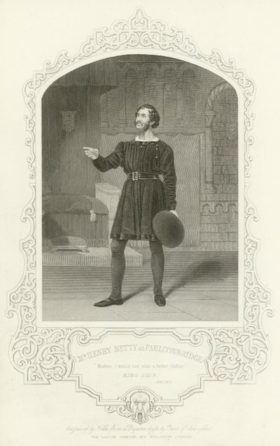 Mr Henry Betty som Faulconbridge, King John, Act I, Scene 1 av English School