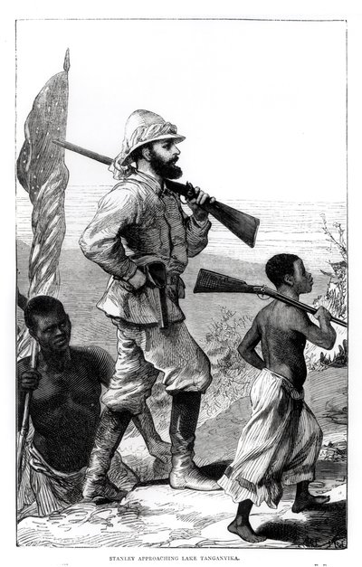 Mr. Henry Morton Stanley (1841-1904) nærmer seg Tanganyikasjøen av English School