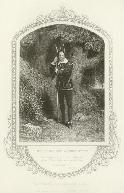 Mr J P Hartley som Touchstone, As You Like It, Act V, scene i av English School