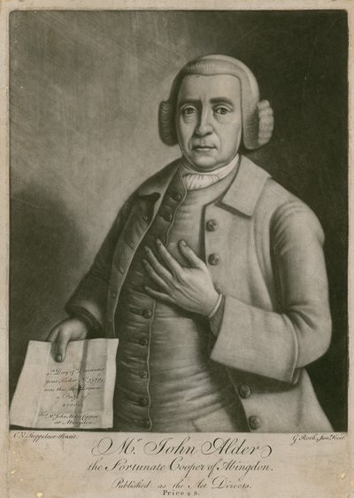 Mr John Alder, den heldige bødkeren til Abingdon, lotterivinner av English School