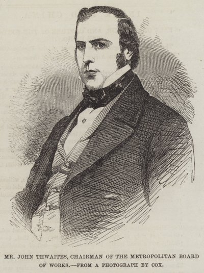 Mr John Thwaites, styreleder for Metropolitan Board of Works (gravering) av English School