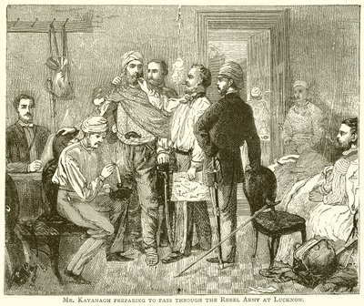 Mr. Kavanagh forbereder seg på å passere gjennom opprørshæren ved Lucknow av English School